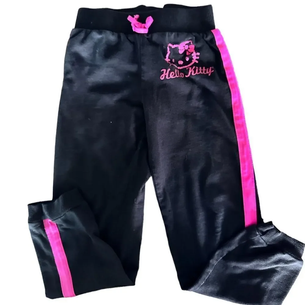 GUC- OshKosh Girls Blue White Sundress & Black Pink Hello Kitty Pants Size 5T